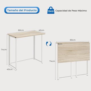 Escritorio plegable madera y metal