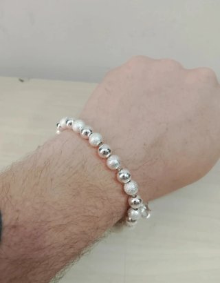 Bracciale Argento Perle Sfaccettate Nuovo