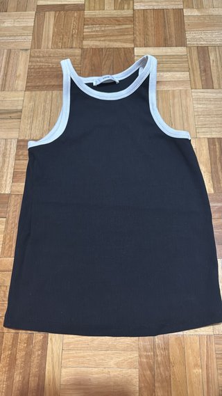 Top Canalé Mango Negro con Vivo Blanco