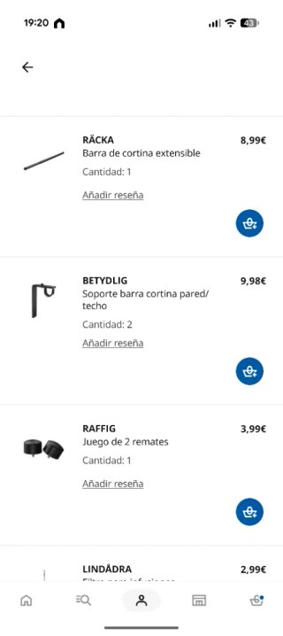 Barra y anclajes cortinas Ikea