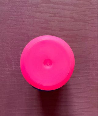 Pink grape soda squeaky dog toy