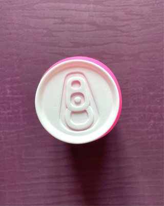 Pink grape soda squeaky dog toy