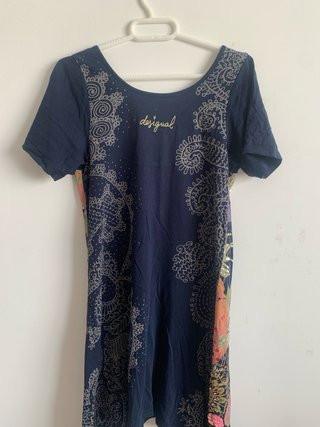 Vestido Desigual azul con estampado floral