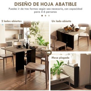 Mesa Plegable Cocina con Alas Abatibles Natural