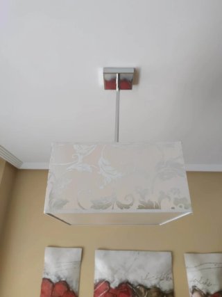 Lámpara de techo con diseño floral plateado.