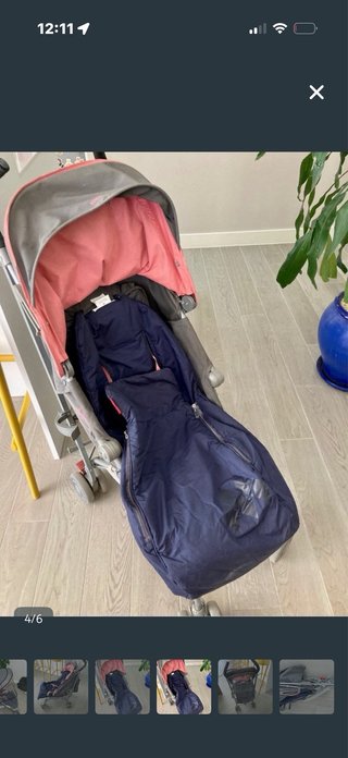 Carrito de bebé Maclaren gris y rosa