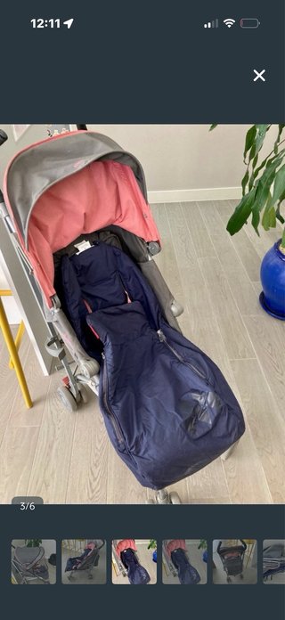 Carrito de bebé Maclaren gris y rosa
