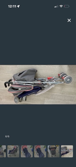 Carrito de bebé Maclaren gris y rosa