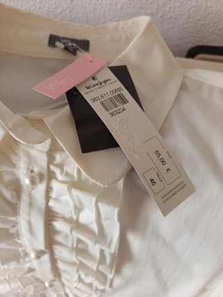 Camisa Yera Blanca Volantes Perlas