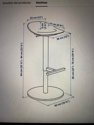 Taburete regulable con base de acero IKEA