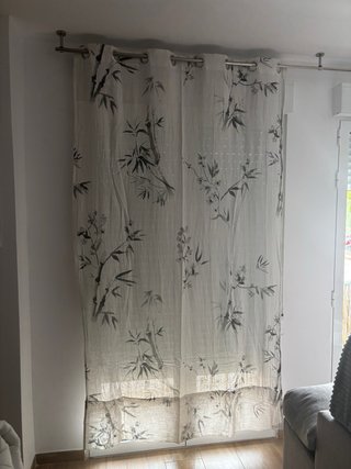 Cortinas de lino con estampado de bambú