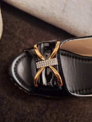Sandalias cuña negras lazo T40 (equiv. 42)