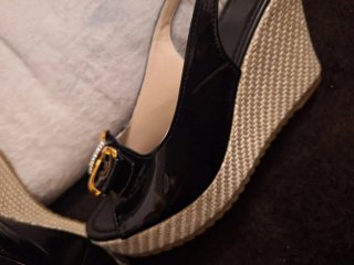 Sandalias cuña negras lazo T40 (equiv. 42)