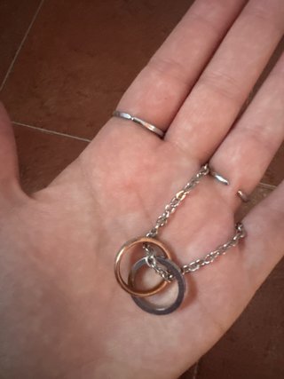 Colgante y pulsera pareja oro/plata