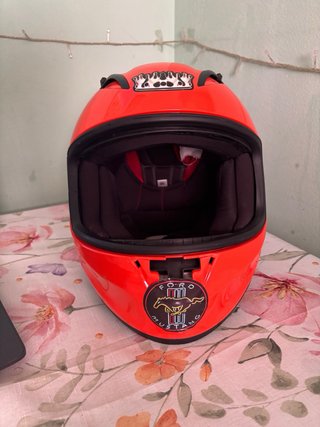 Casco Moto Integral Rojo Flúor