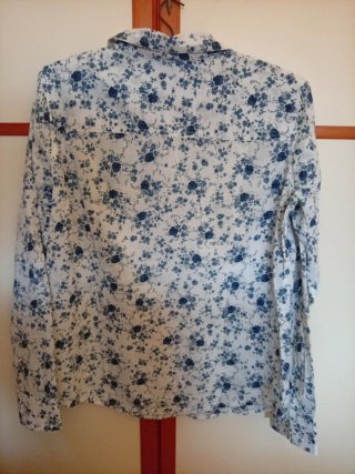Camisa Benetton Estampada Flores Azul Talla M