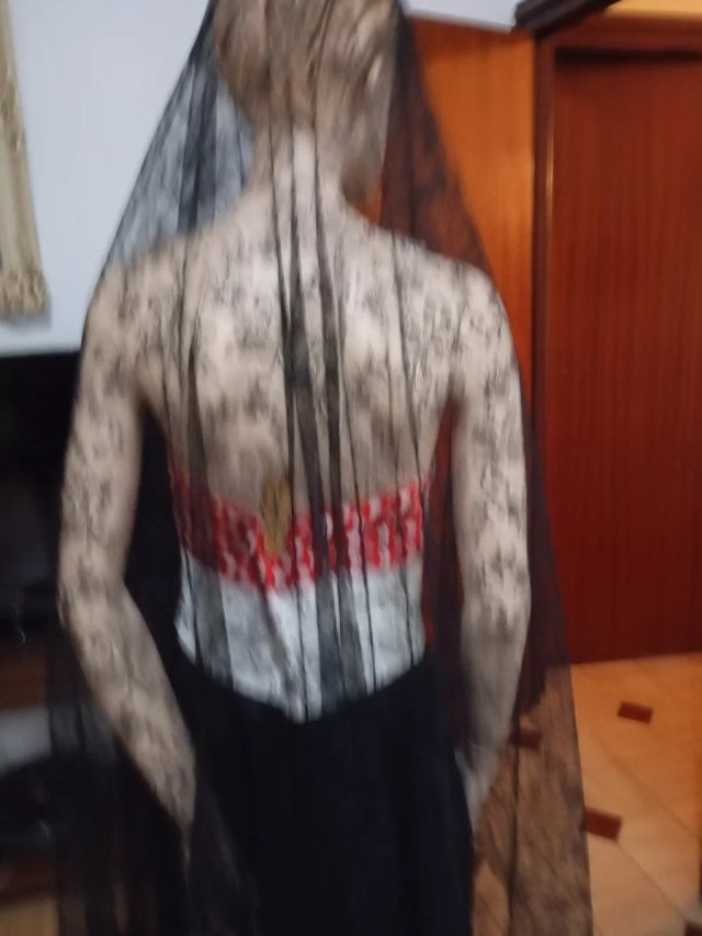 Mantilla Chantilly Francés Seda Negra