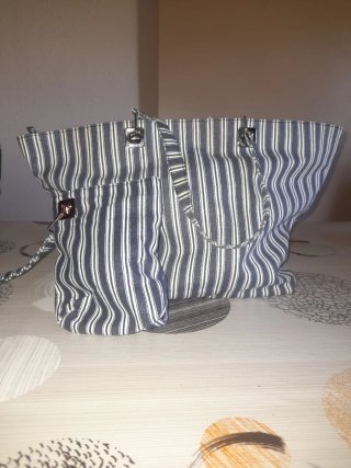 Bolsa de playa rayas azul y blanco +mini neceser