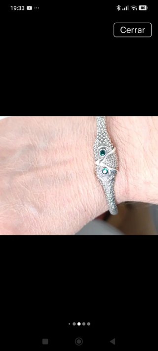 Conjunto Búho: Pulsera y Anillo Plata y Esmeralda
