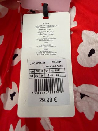 Falda Naf Naf Estampada Roja T42 con etiquetas