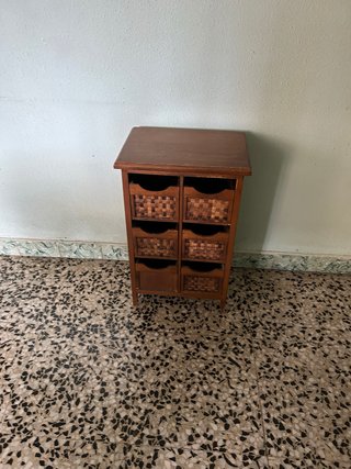 Tavolo Ausiliare con Cassetti in Vimini