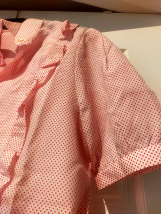 Blusa rosa con volantes y lunares