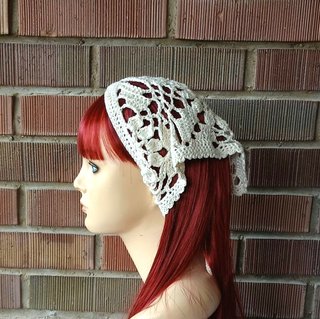 Bandana Crochet Calada Boho, color crema