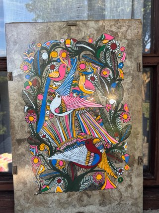 Cuadro decorativo de pájaros y flores