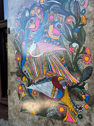 Cuadro decorativo de pájaros y flores