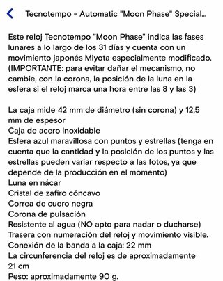 Reloj Tecnotempo Automático Moon Phase Edición Esp