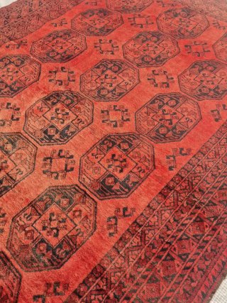 Tappeto Afghano Vintage Rosso e Nero