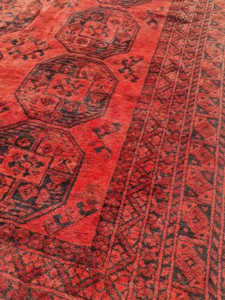 Tappeto Afghano Vintage Rosso e Nero