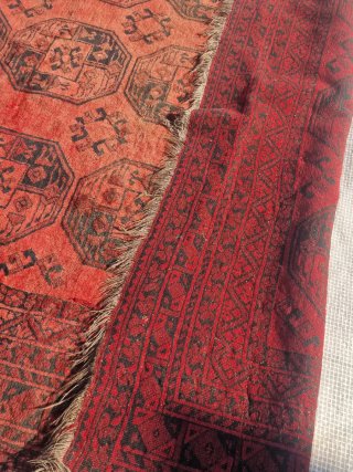 Tappeto Afghano Vintage Rosso e Nero