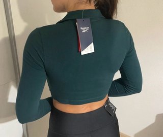 Crop Top Manga Larga Reebok Verde