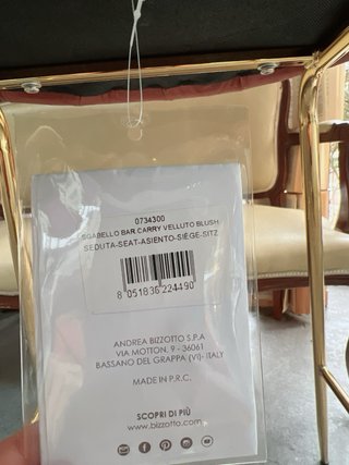 Silla alta terciopelo rosa patas doradas