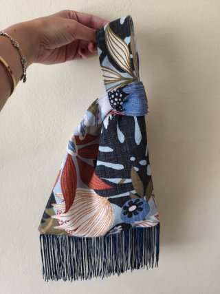 Bolso nudo japonés flecos azul marino