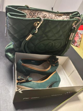 Lote Bolso y Zapatos Verdes a Juego