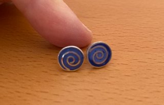 Pendientes plata 950 espiral azul