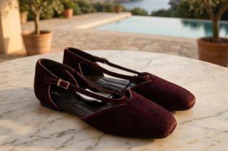 Bailarinas T-Strap de Piel con Pelo Zara Talla 40