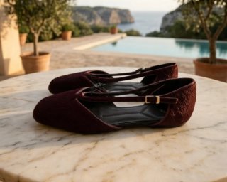 Bailarinas T-Strap de Piel con Pelo Zara Talla 40