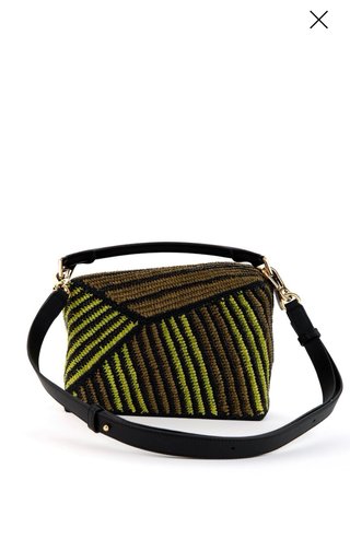 Bolso Loewe Puzzle Raffia Marrón y Verde