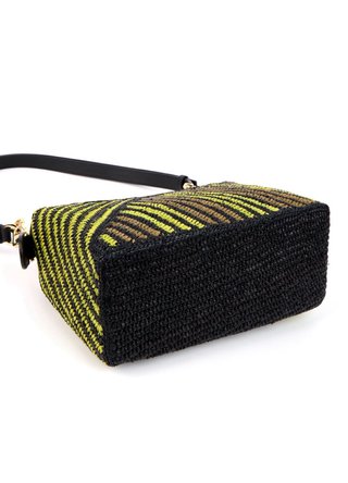 Bolso Loewe Puzzle Raffia Marrón y Verde