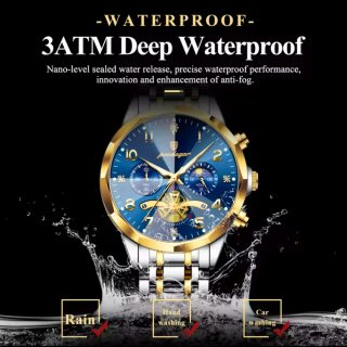 Reloj Poedagar Hombre Azul y Dorado