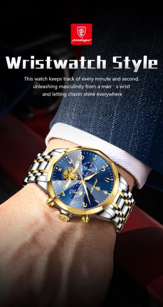 Reloj Poedagar Hombre Azul y Dorado