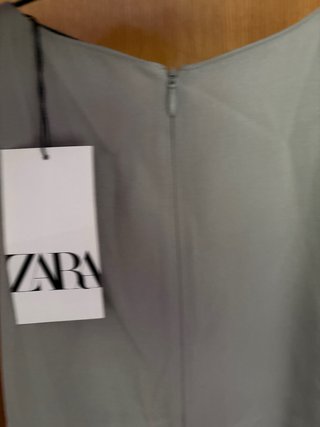 Vestido Zara Seda Lavada Gris