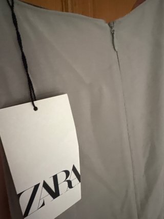Vestido Zara Seda Lavada Gris