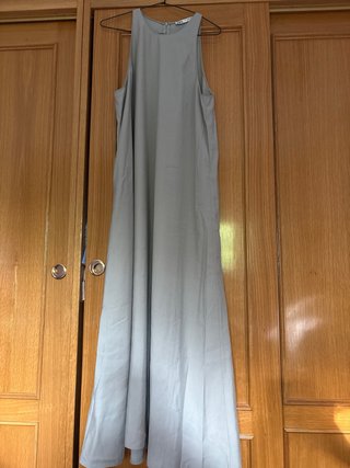 Vestido Zara Seda Lavada Gris