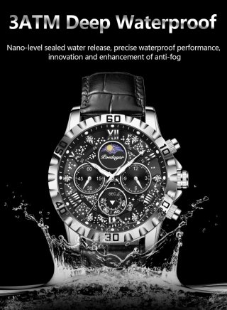 Reloj Poedagar Hombre Negro/Plata