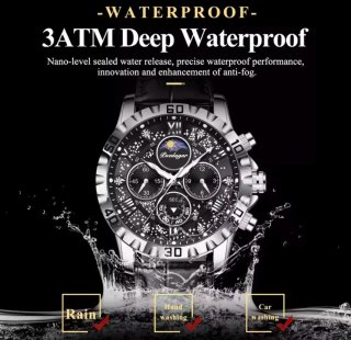 Reloj Poedagar Hombre Negro/Plata