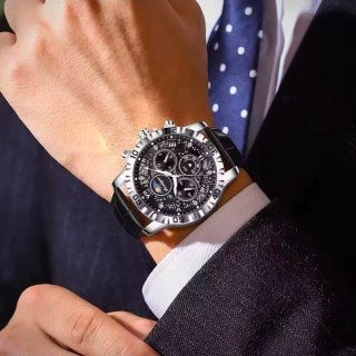 Reloj Poedagar Hombre Negro/Plata